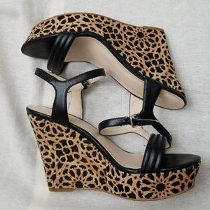Nine West Black and Cork Wedge - Size 8.5